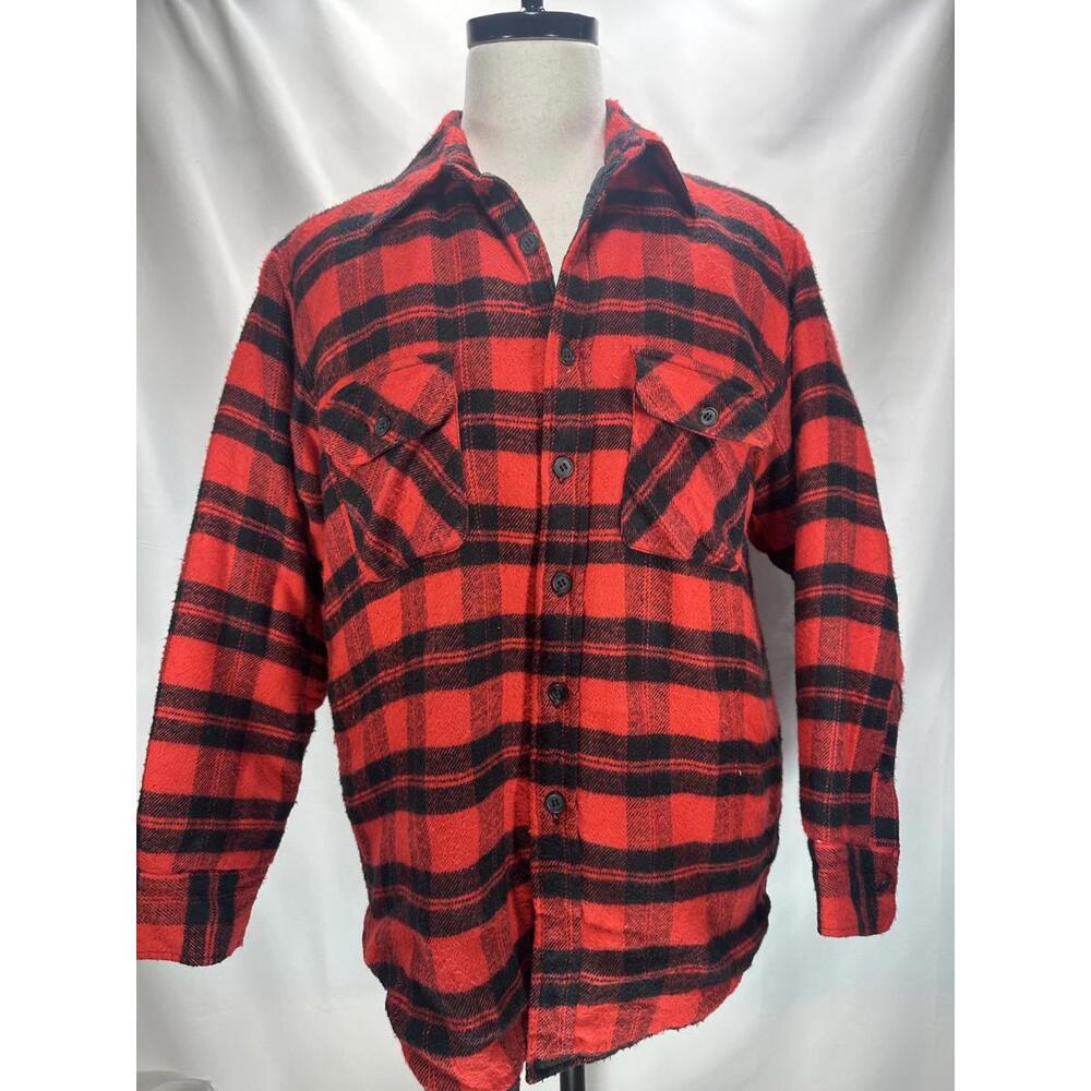 Sears Vintage Plaid Flannel Lined Coat Red Mens Large